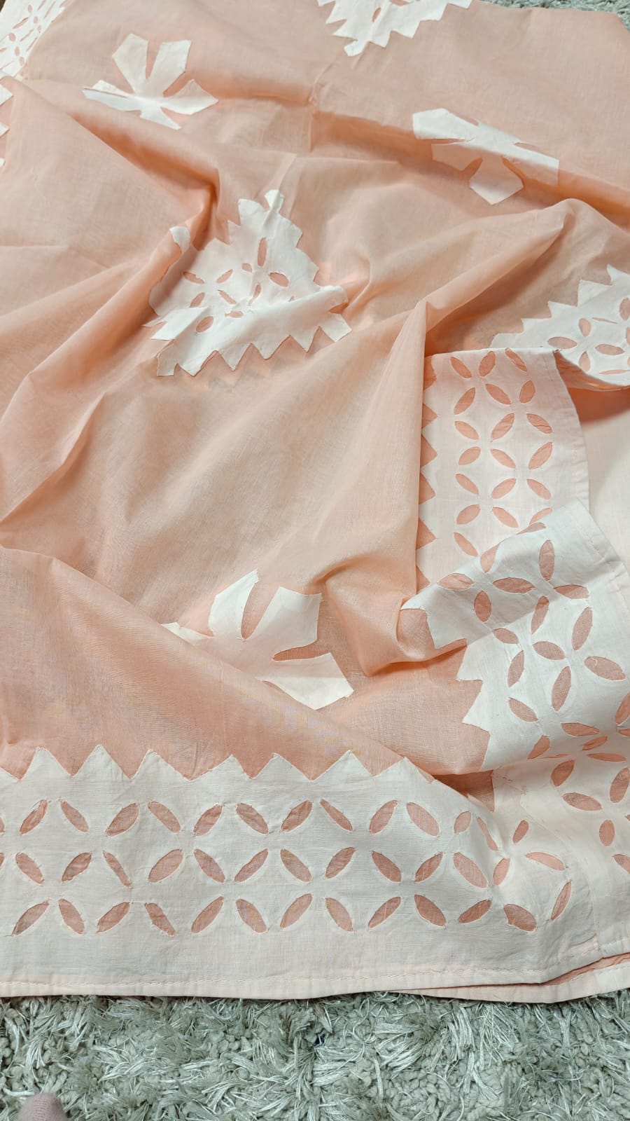 Pure Cotton Applique Work Unstitched Suit With Cotton Applique Work Dupatta