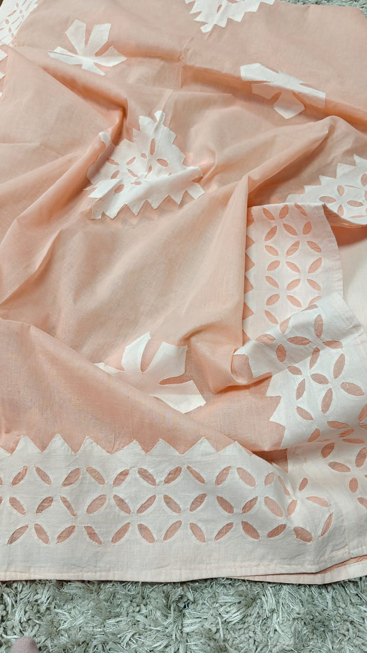 Pure Cotton Applique Work Unstitched Suit With Cotton Applique Work Dupatta