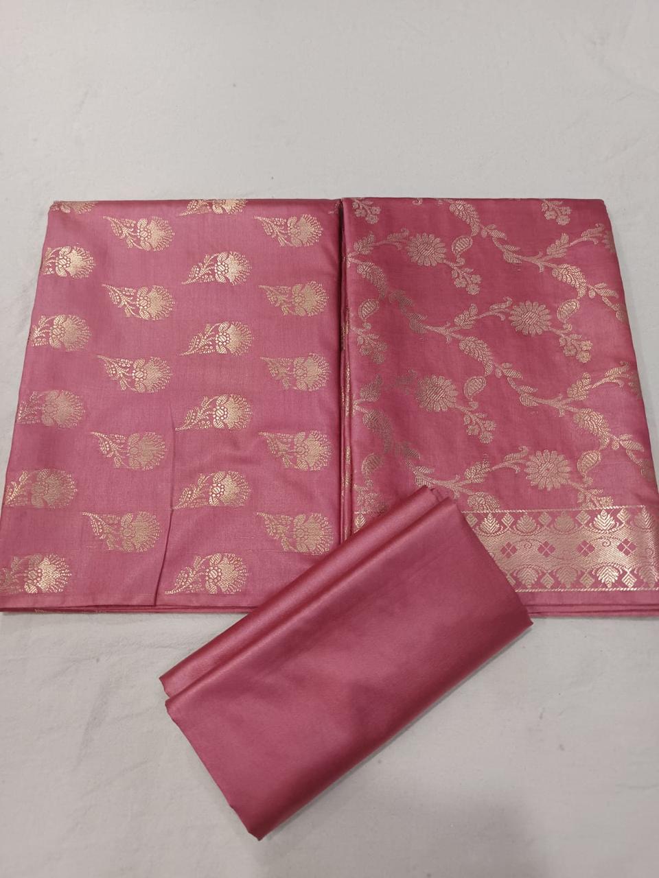 Banarasi  Resham Silk Cotton Zari  Work Unstitched Suit