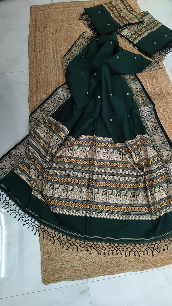 Pure Cotton Baluchuri Saree With Blouse (100count).