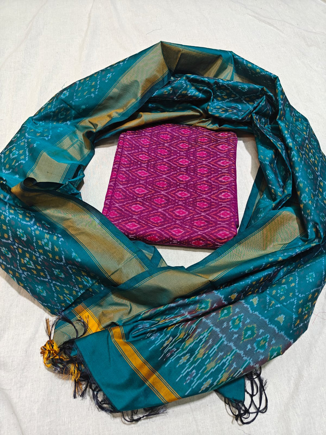 Pure Ikkat Sico Silk Unstitched Suit