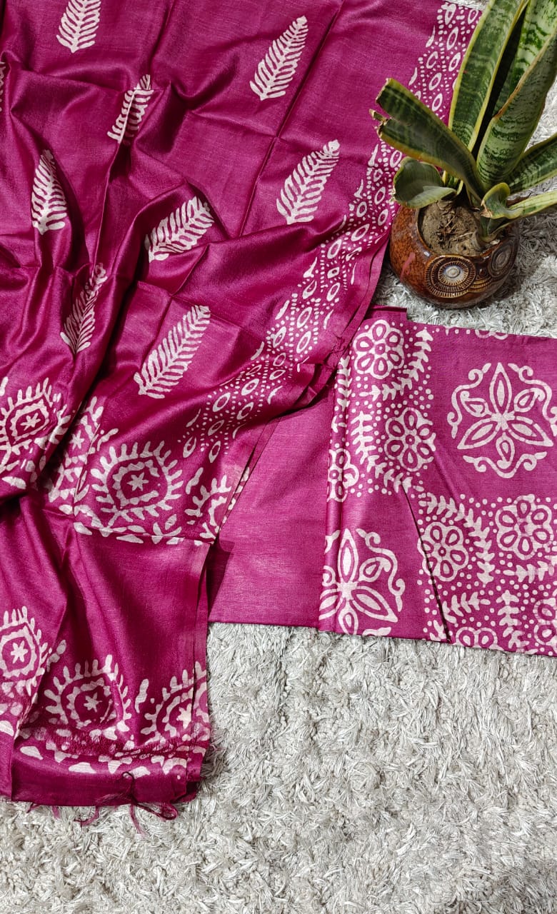 Pure Katan Giccha Silk Unstitched Suit With Dupatta