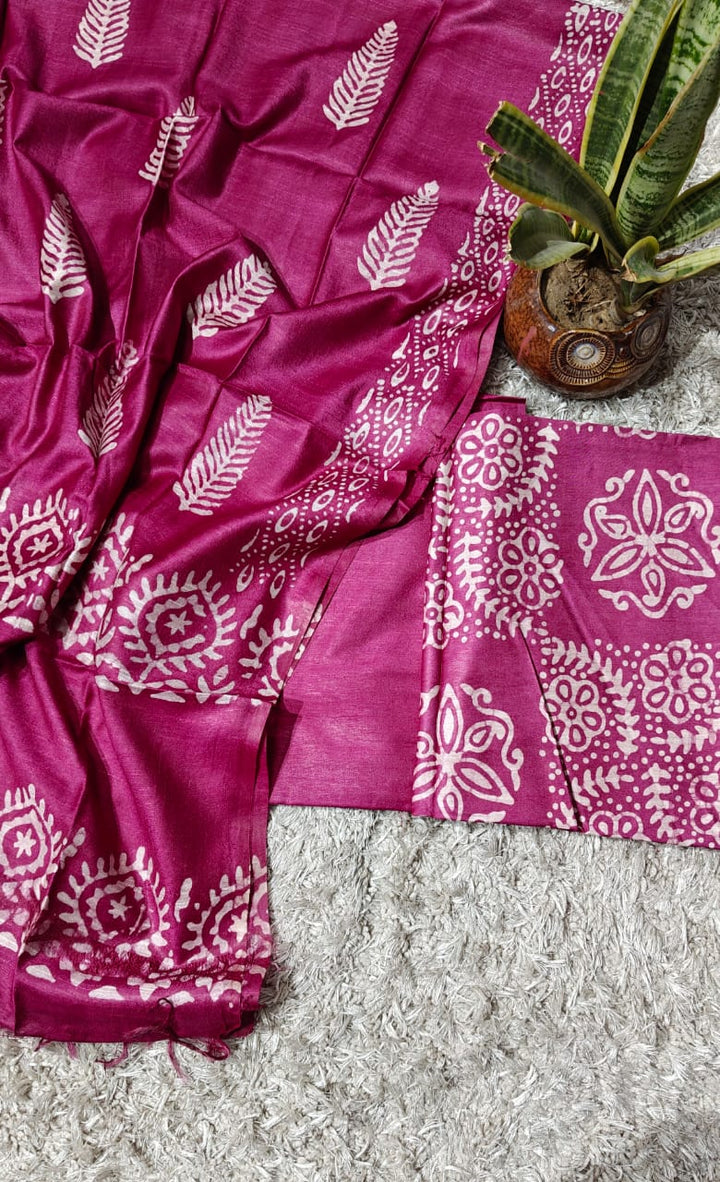 Pure Katan Giccha Silk Unstitched Suit With Dupatta