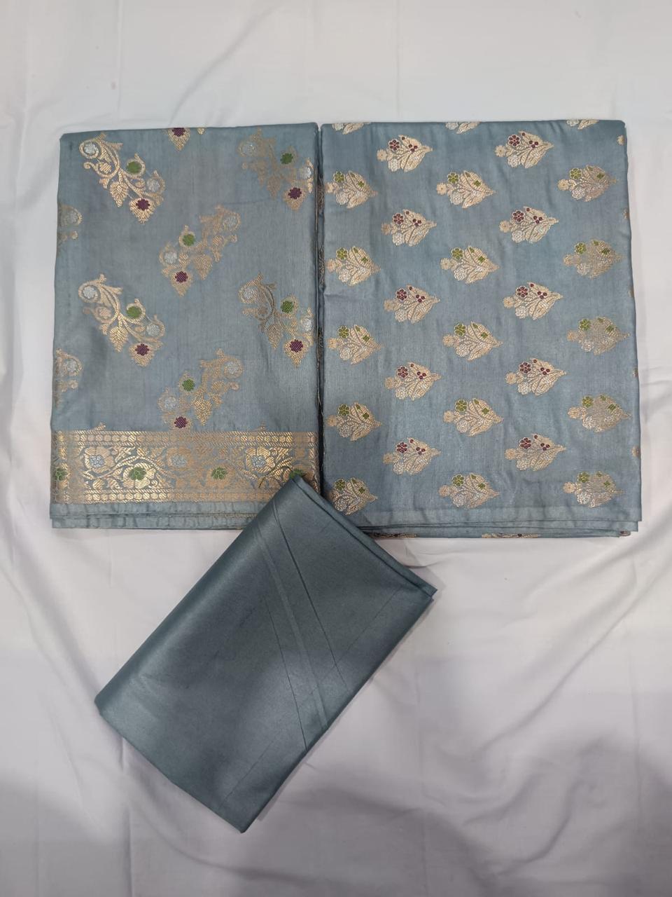 Banarasi  Resham Silk Cotton Zari  Work Unstitched Suit