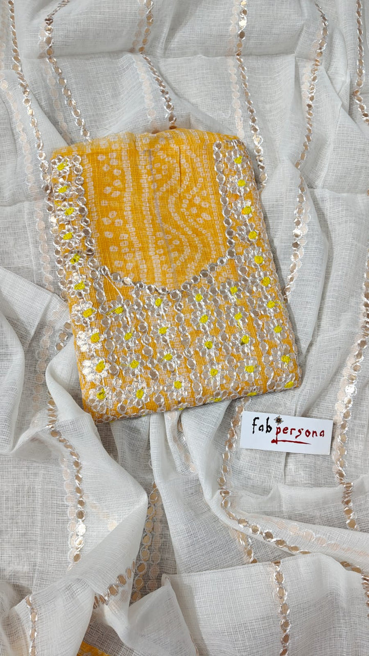 Kota Doriya Gotta Patti Work Unstitched Suit.