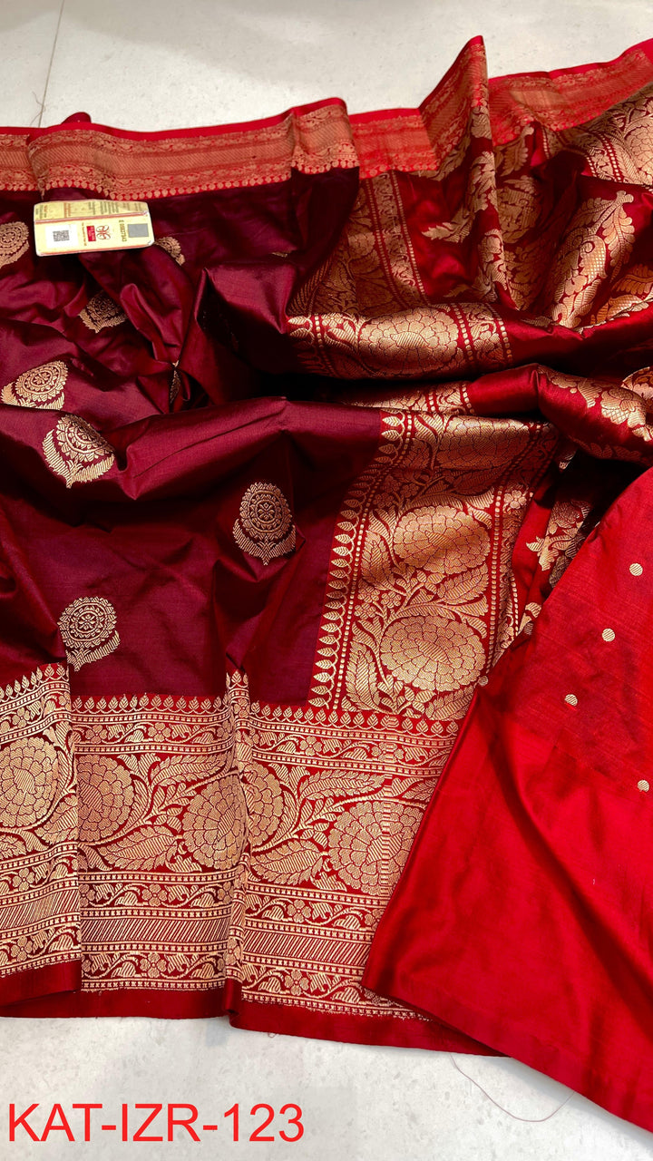 Pure Katan silk Saree with Antique Zari Work Saree.