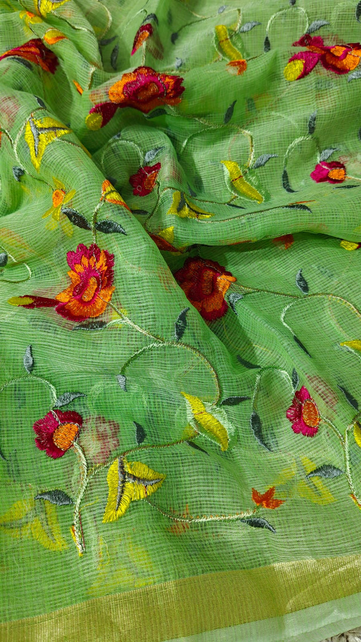 kota doria unstitched salwar suit with embroidery