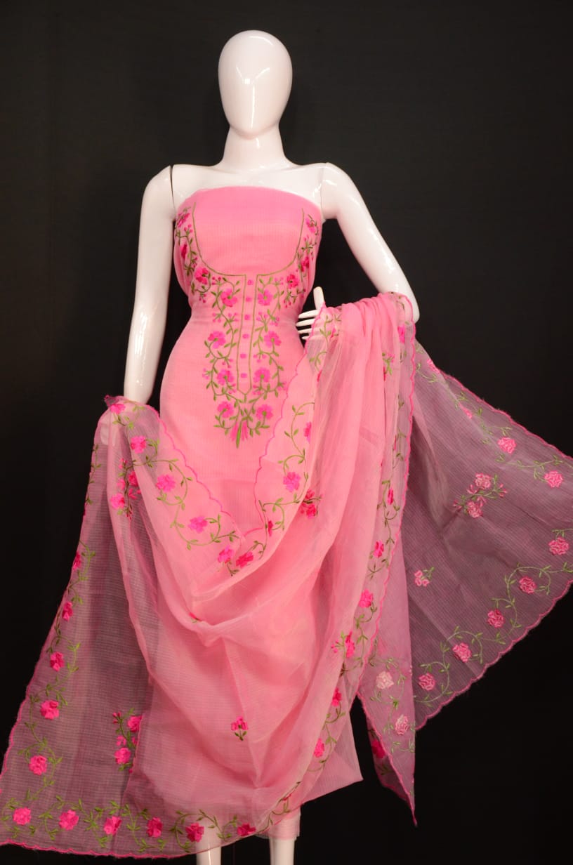 Kota Doriya Embroidery work 3-pc Unstitched Suit.