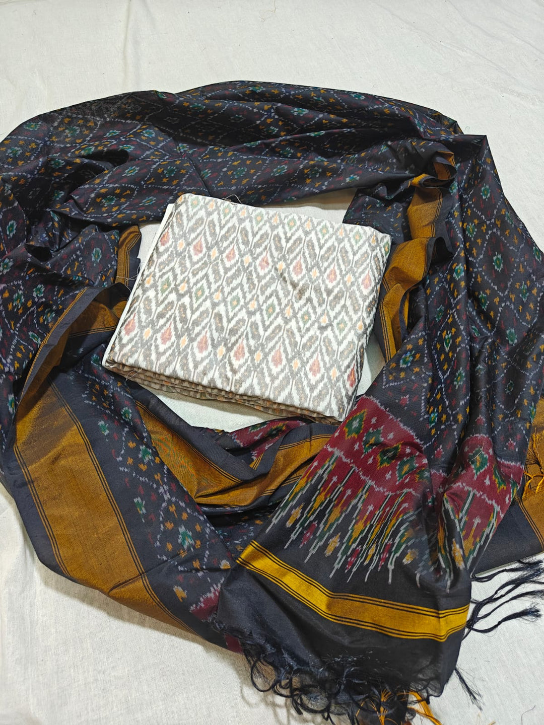 Pure Ikkat Sico Silk Unstitched Suit