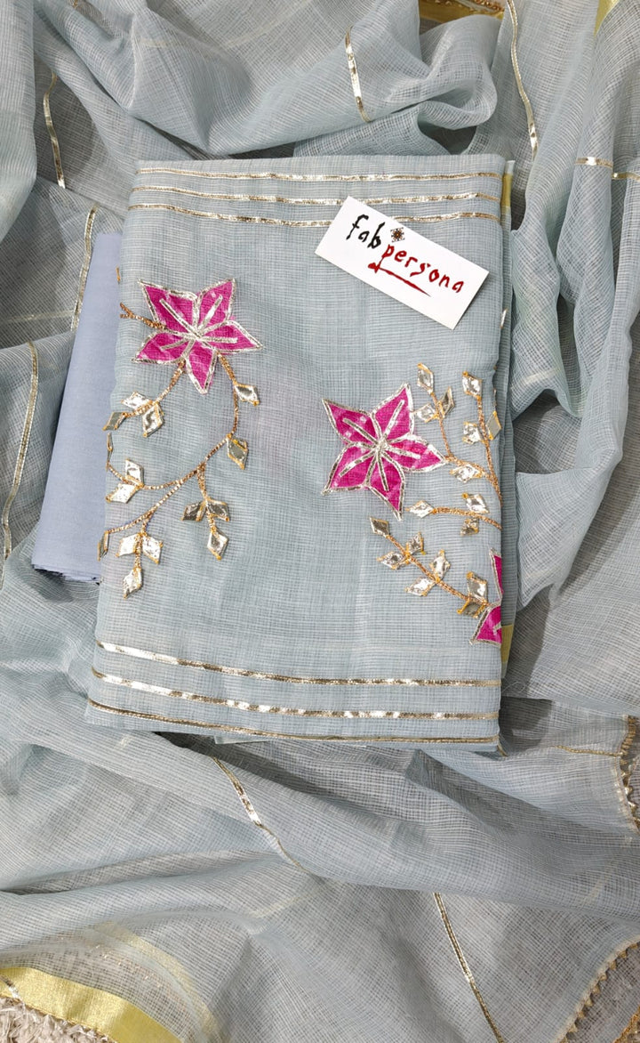 Kota Doriya Gotta Patti Work Unstitched Suit