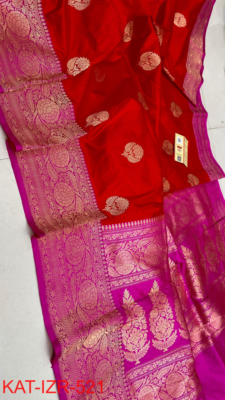 Pure Katan Silk Saree With Antique Zari Work Saree.