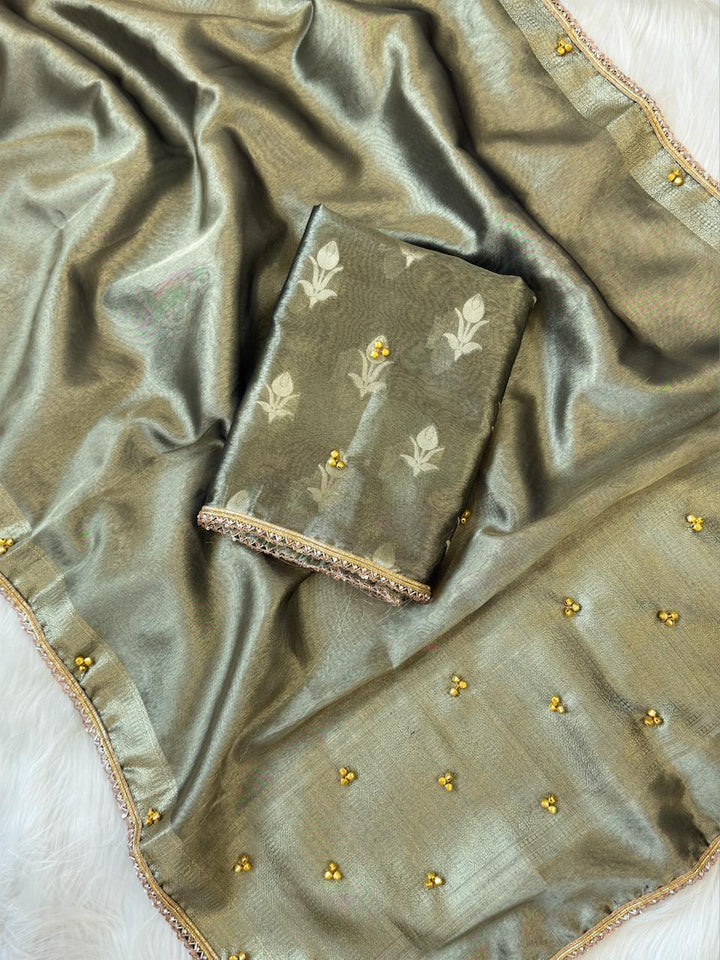 Elegant Tissue Ghungroo Unstitched  Suit