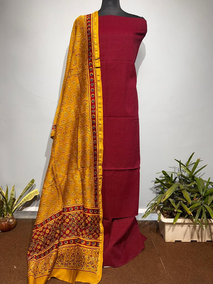 Pure Cotton Azrakh Print Unstitched suit With Dupatta