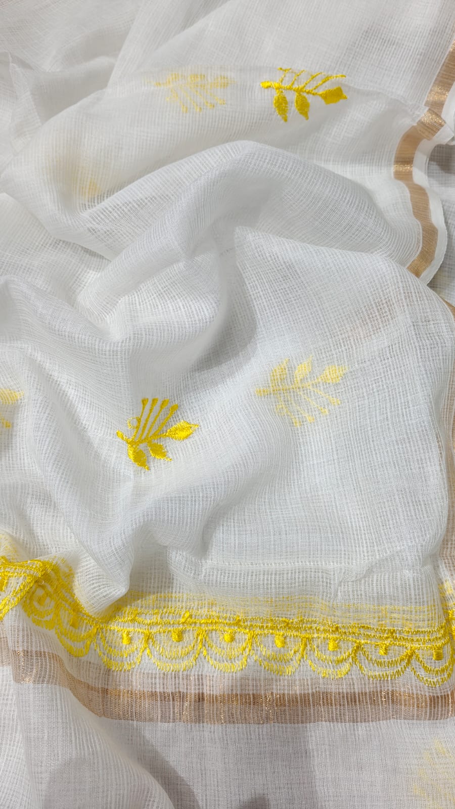 Pure Kota Doriya Embroidered Unstitched Suit With Dupatta.