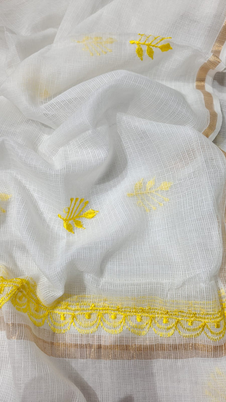 Pure Kota Doriya Embroidered Unstitched Suit With Dupatta.