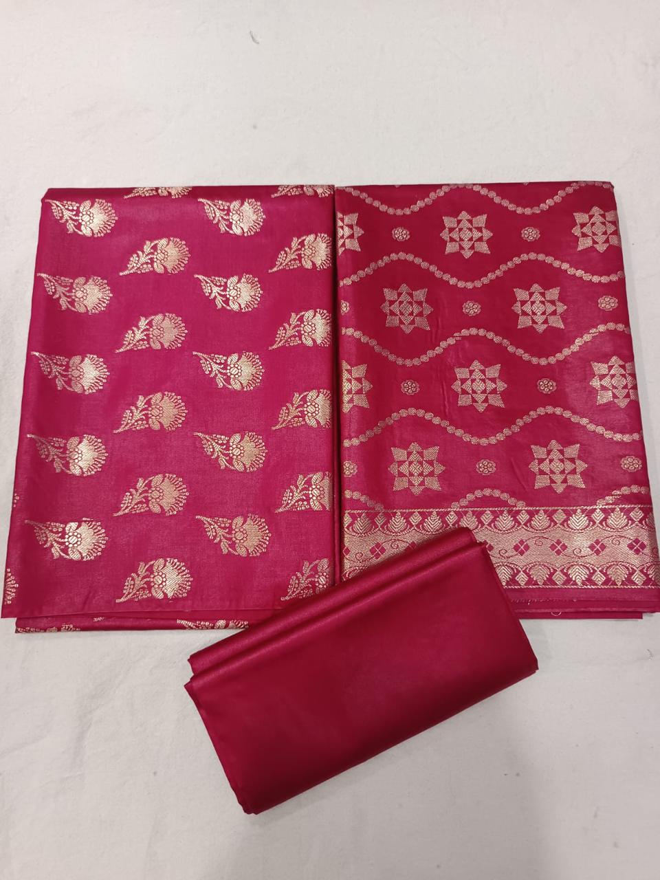 Banarasi  Resham Silk Cotton Zari  Work Unstitched Suit