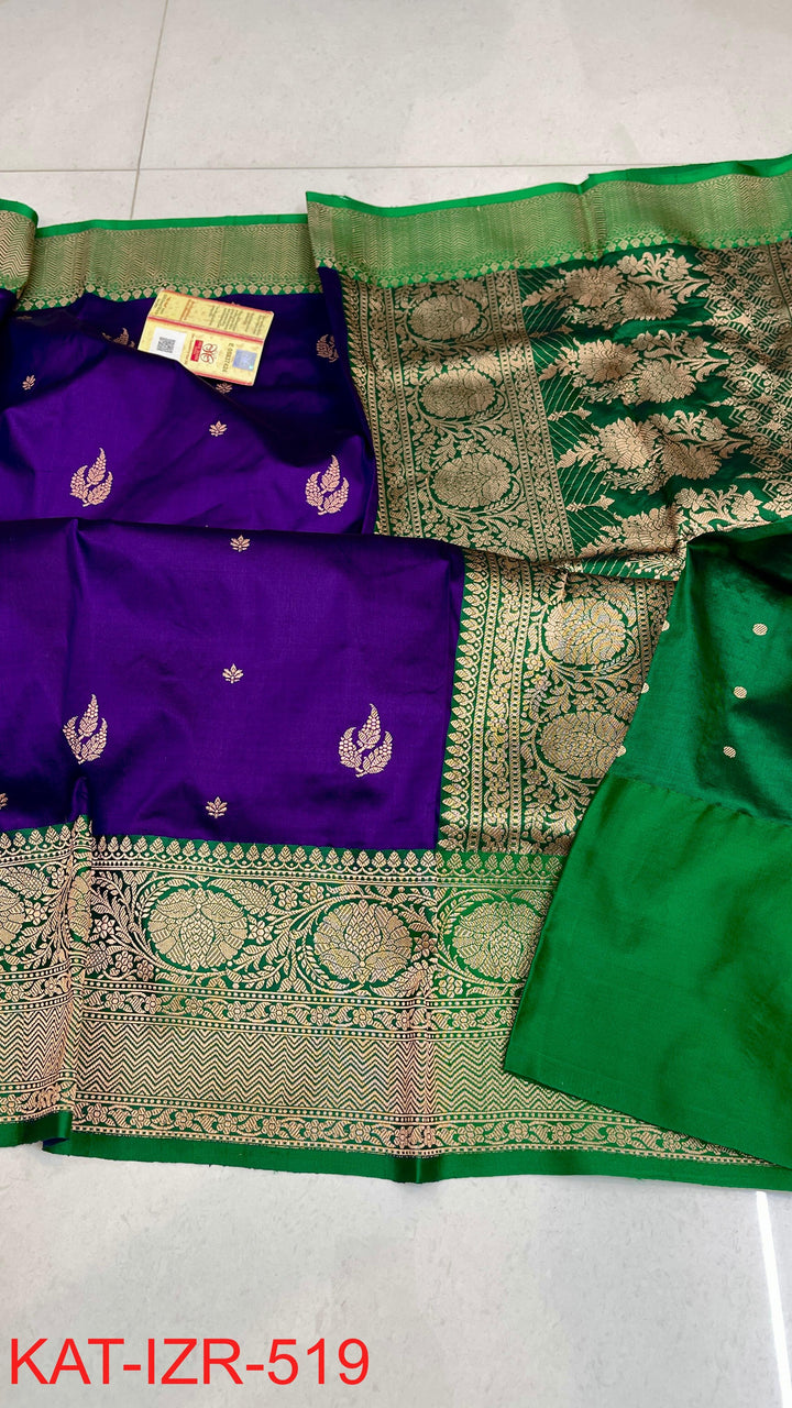 Pure Katan Silk Saree With Antique Zari Work Saree.
