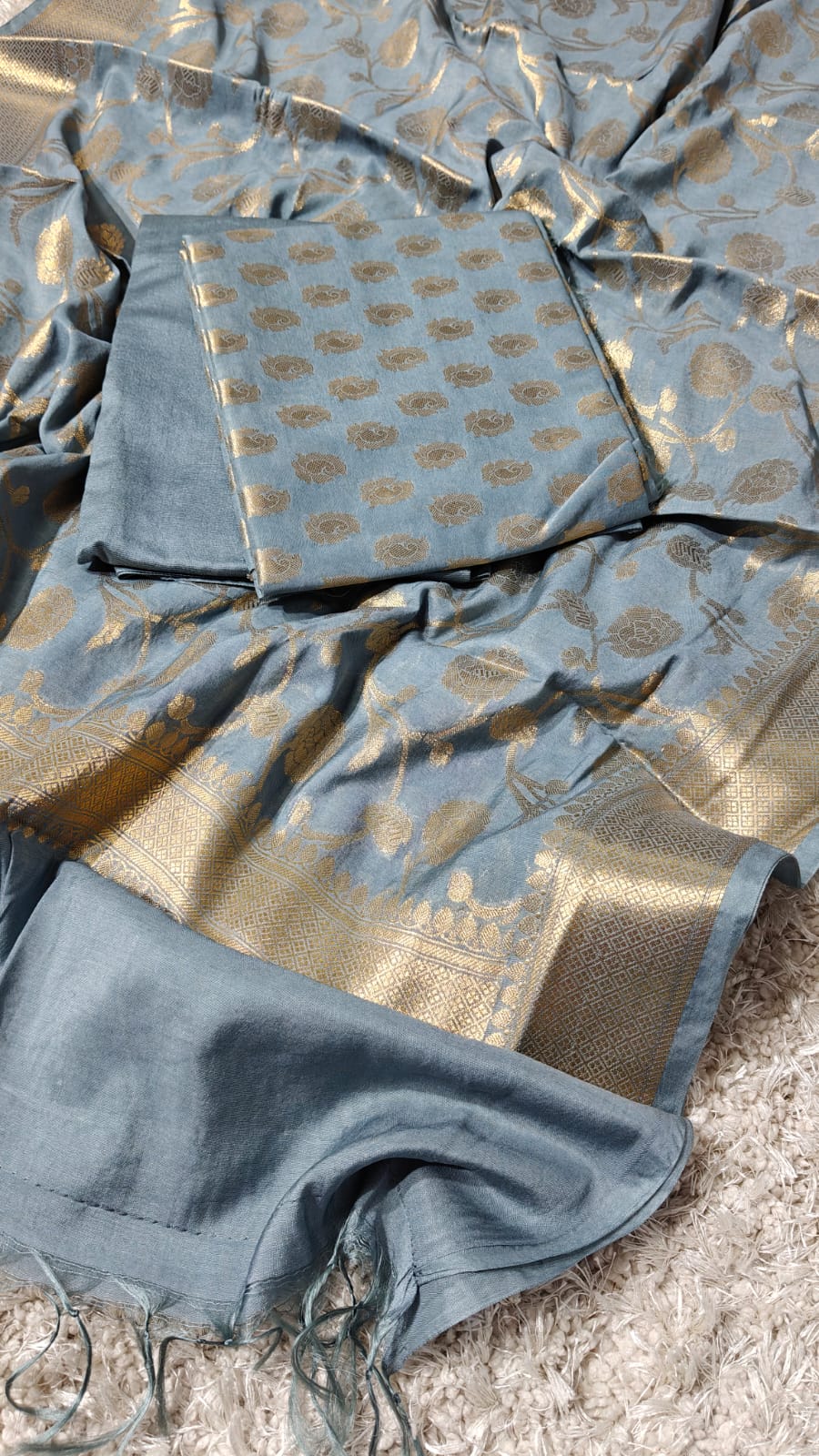 Banarasi Chanderi Silk zari  Work Unstitched Suit