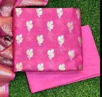 Pure Banarasi Resham Chanderi SilK Unstitched Suit With Resham Chandrei Dupatta.