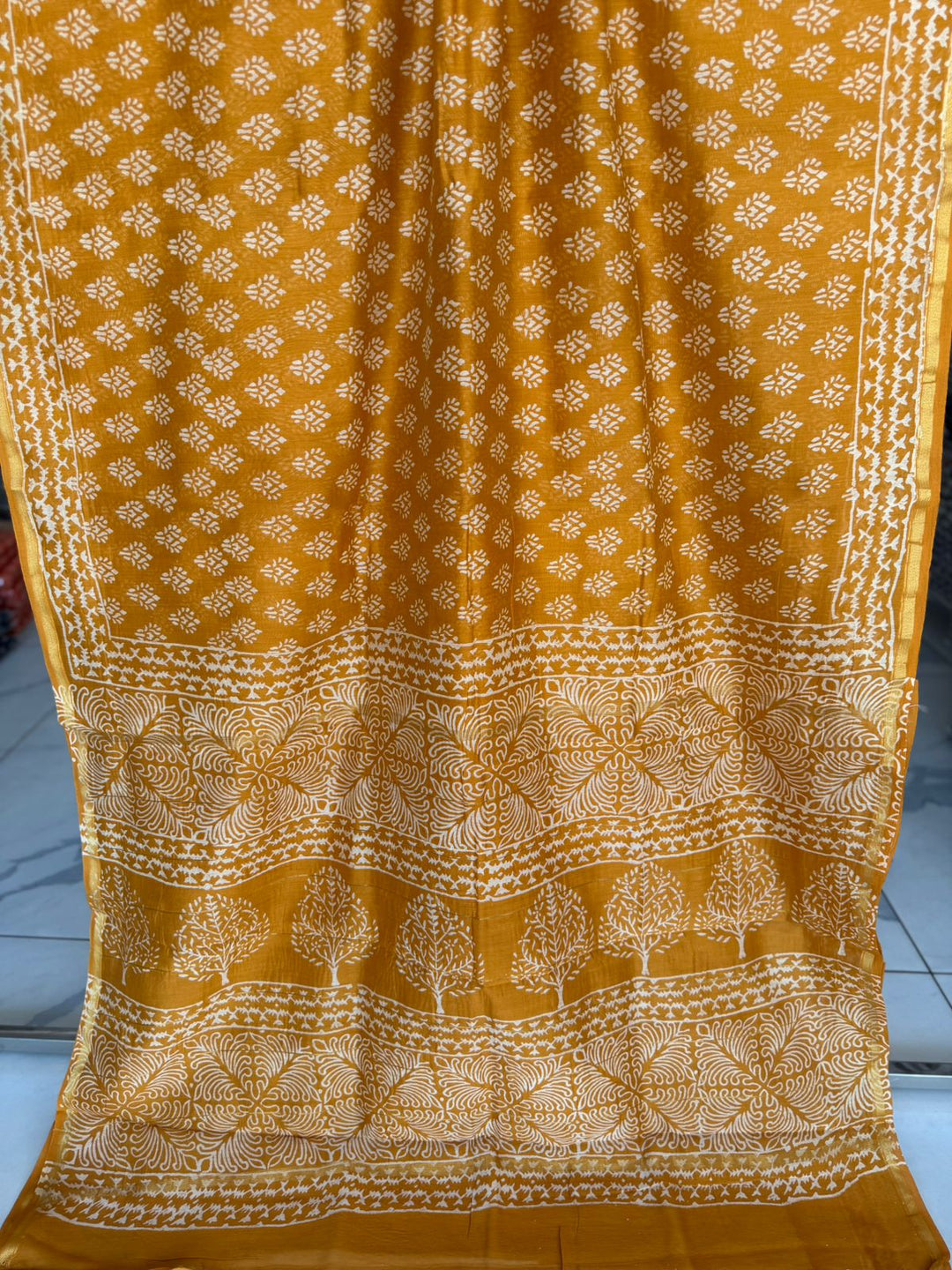 Hand Block Print Pure Chanderi Saree With Blouse