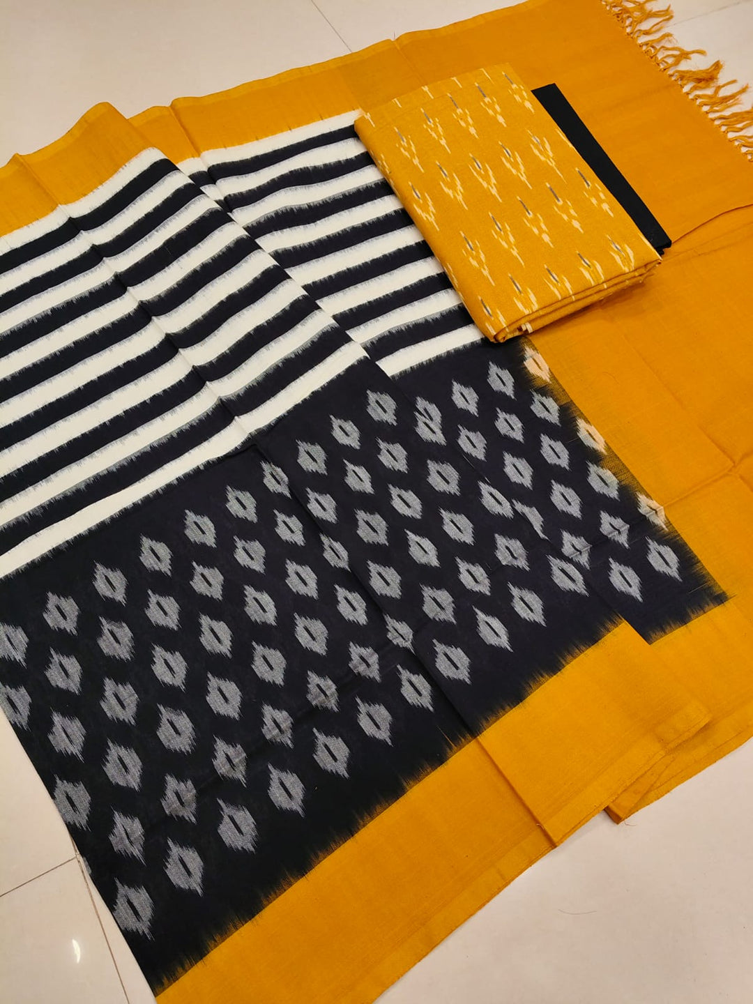 Pure Double Ikkat Cotton Unstitched Suit.