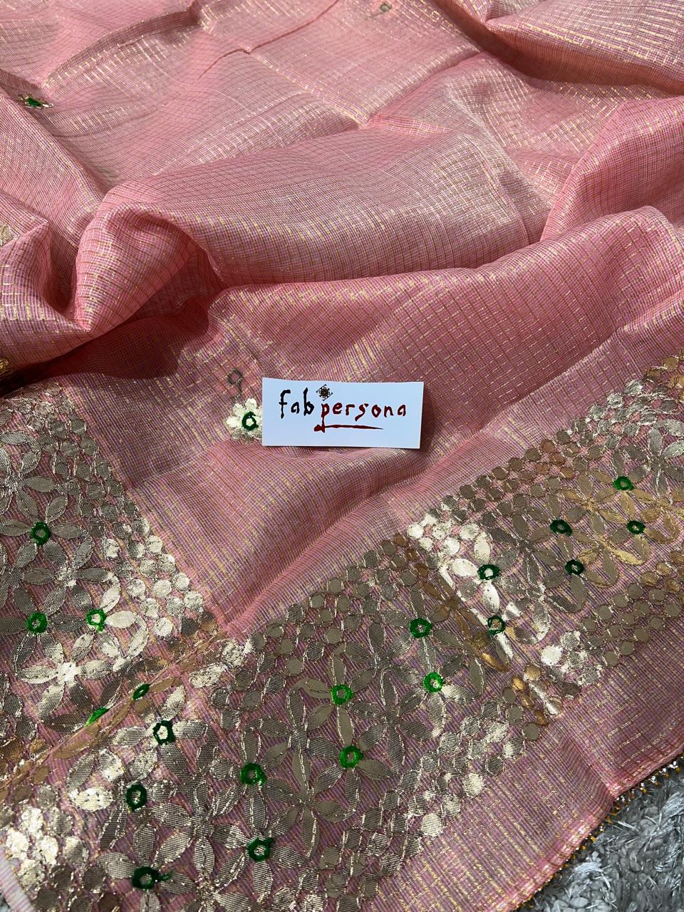 Kota Doriya  Hand Gotta Patti Work Unstitched Suit