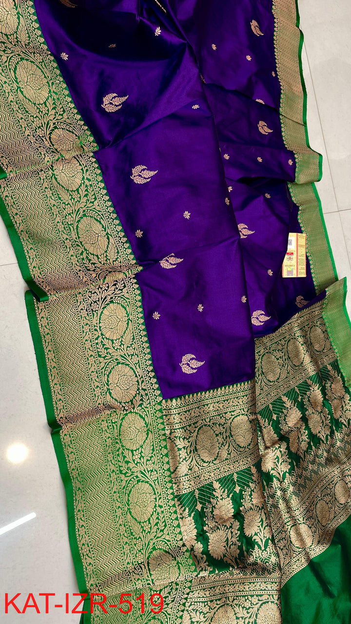 Pure Katan Silk Saree With Antique Zari Work Saree.