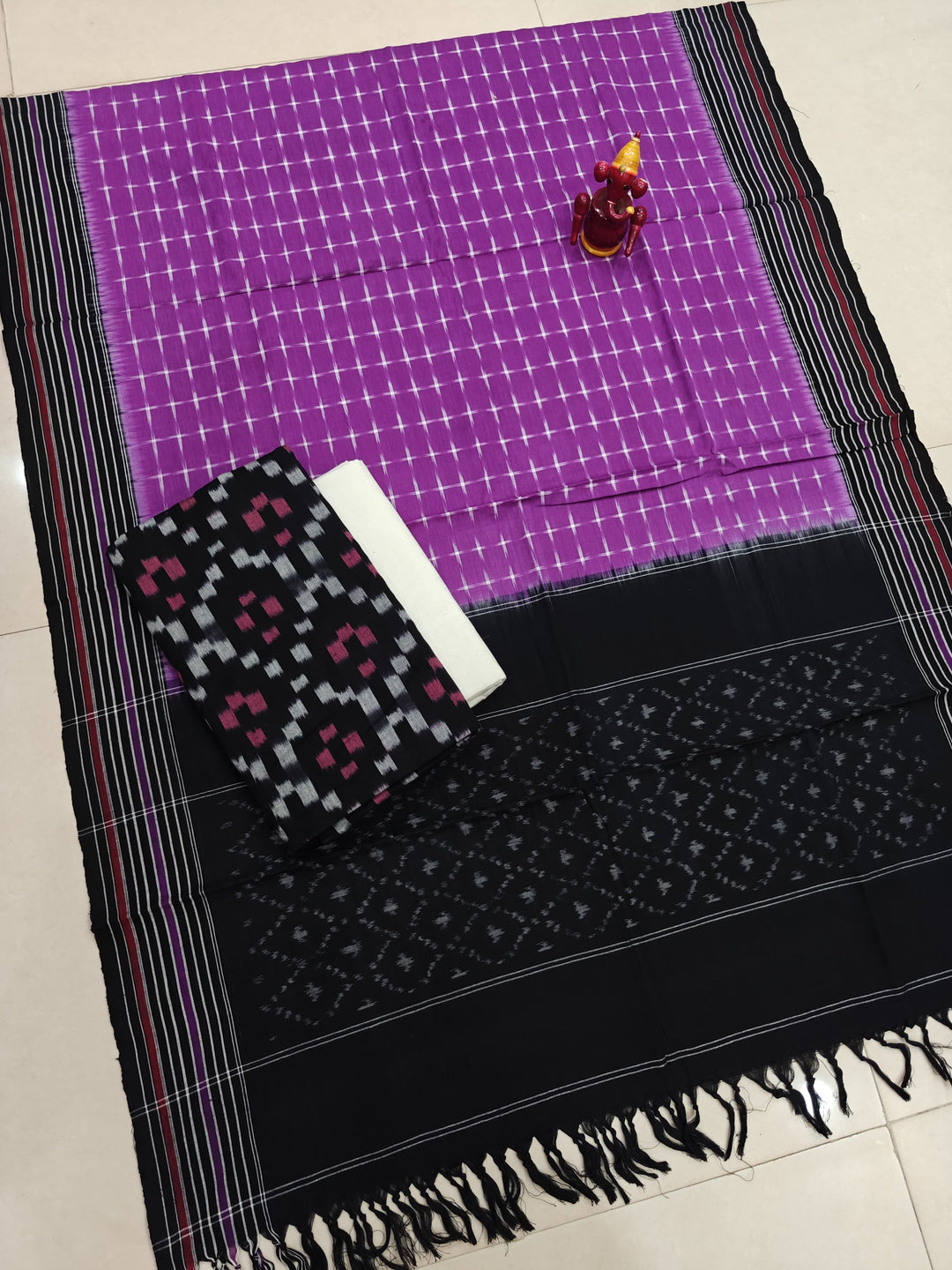 Pure Double Ikkat Cotton Unstitched Suit.