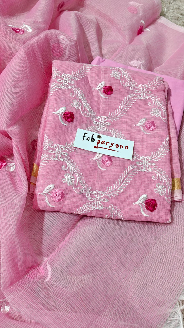 Pure Kota Doriya Embroidered Unstitched Suit With Dupatta