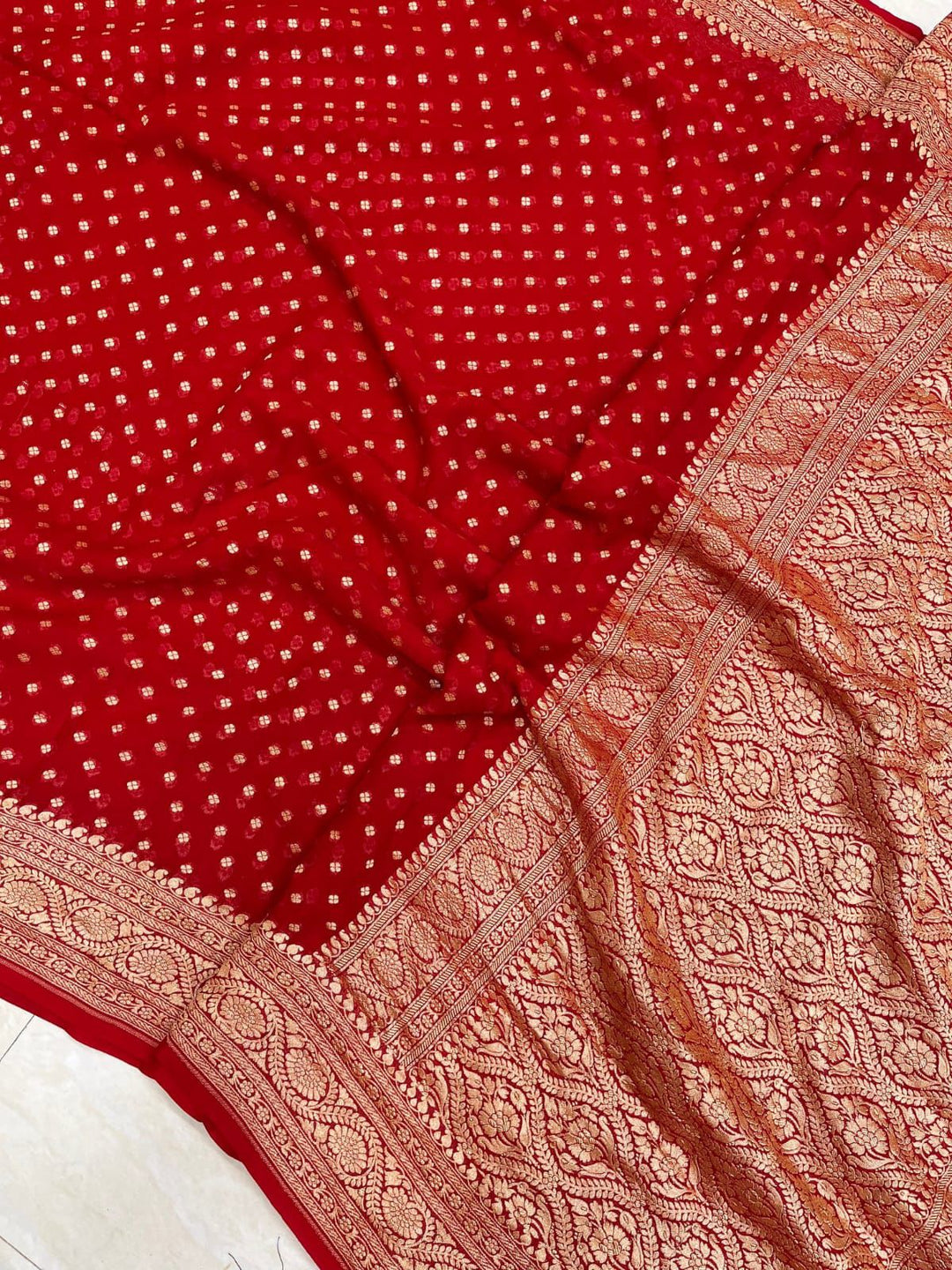 Pure Banarasi Handloom Khaddi Georgette Silk Saree .