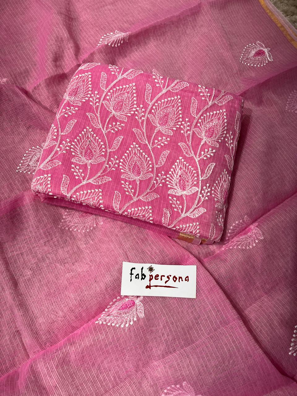 Pure Kota Doriya Embroidered Unstitched Suit With Dupatta