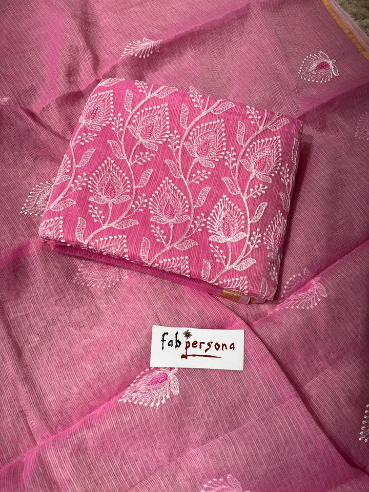 Pure Kota Doriya Embroidered Unstitched Suit With Dupatta