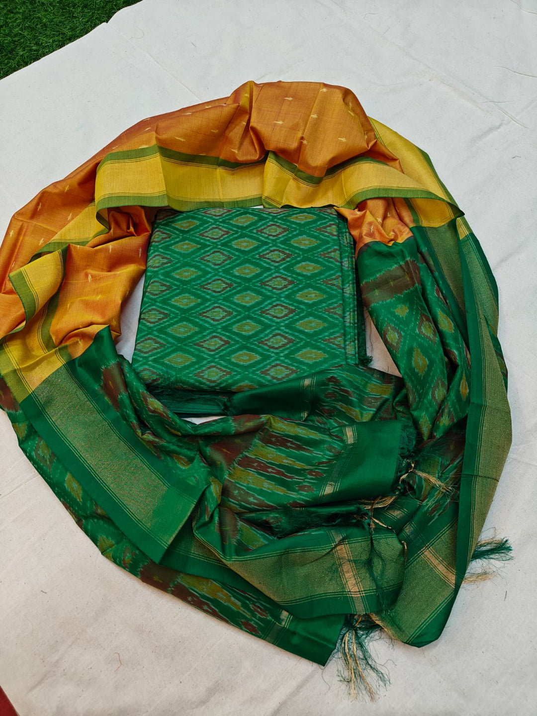 Pure Ikkat Sico Silk Unstitched Suit
