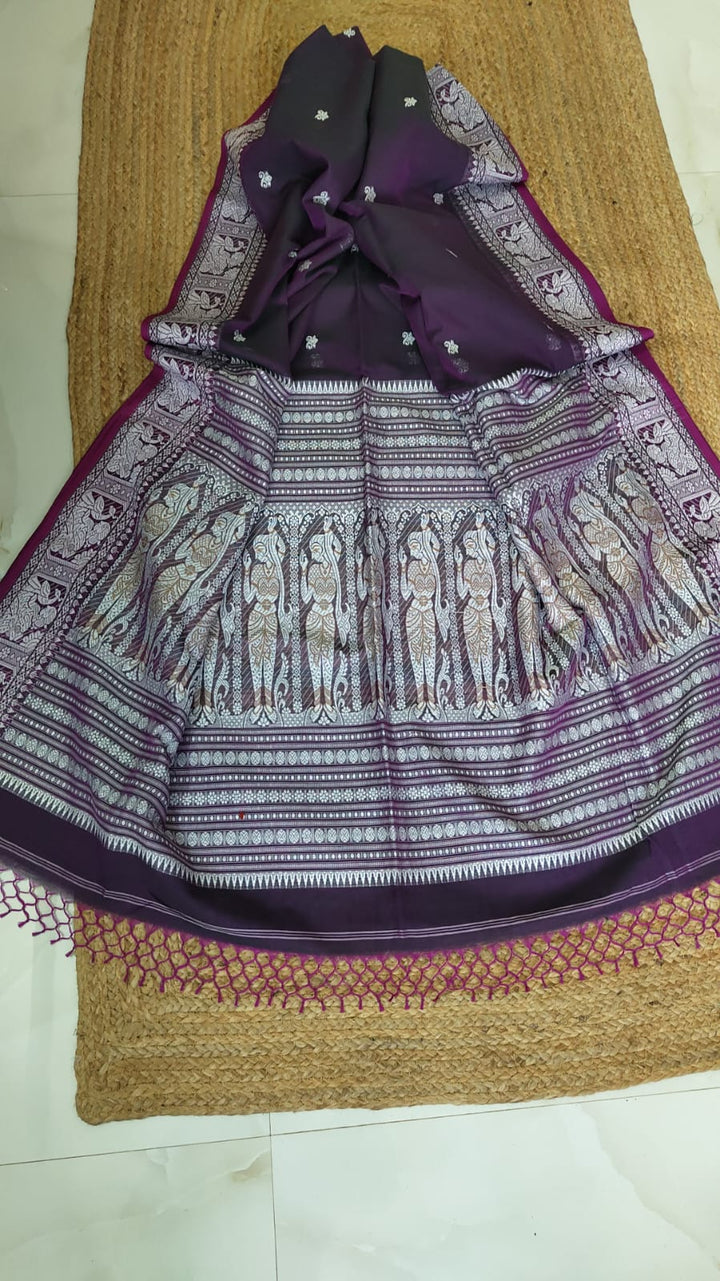 Pure Cotton Baluchuri Saree With Blouse (100count).