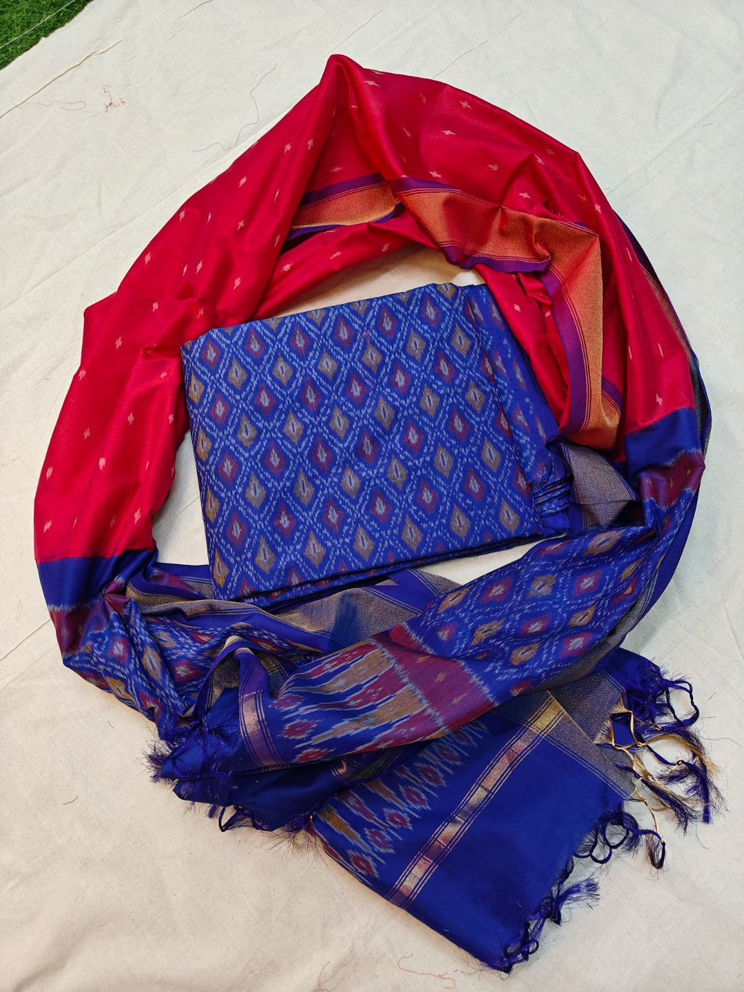 Pure Ikkat Sico Silk Unstitched Suit