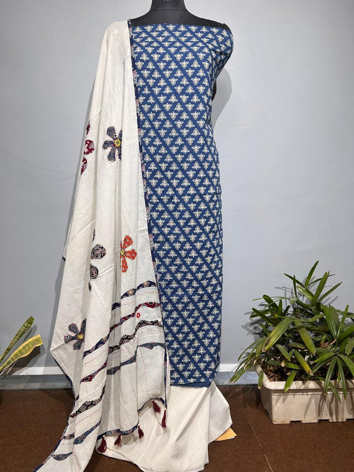 Pure Cotton Azrakh Print Unstitched suit With Dupatta