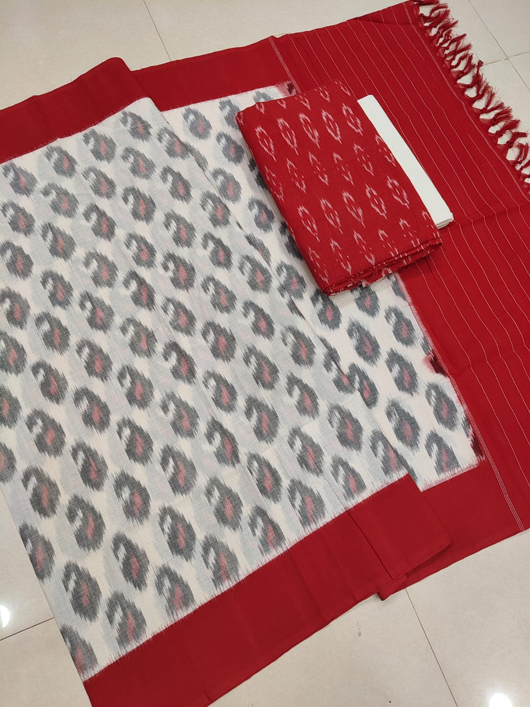 Pure Double Ikkat Cotton Unstitched Suit.