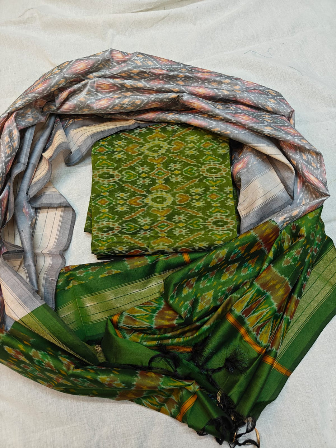 Pure Ikkat Sico Silk Unstitched Suit