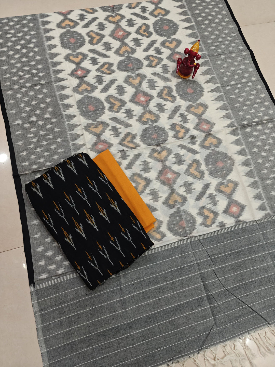 Pure Double Ikkat Cotton Unstitched Suit.