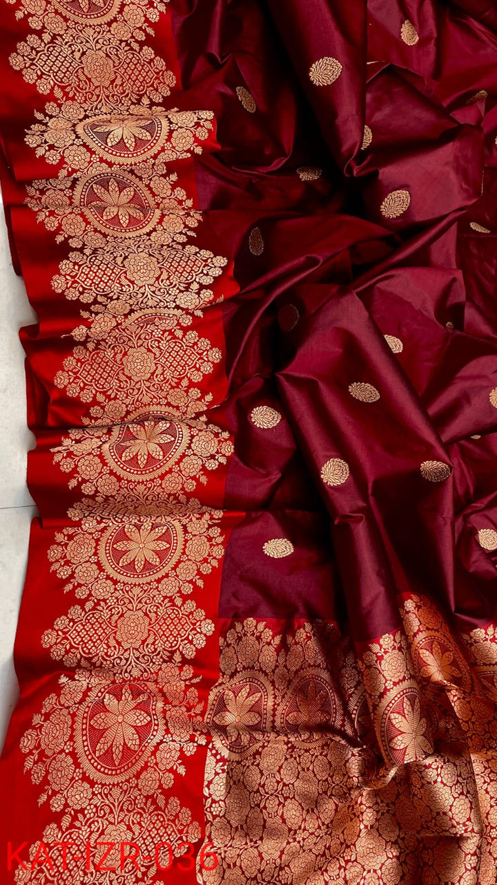 Pure Katan silk Saree with Antique Zari Work Saree.