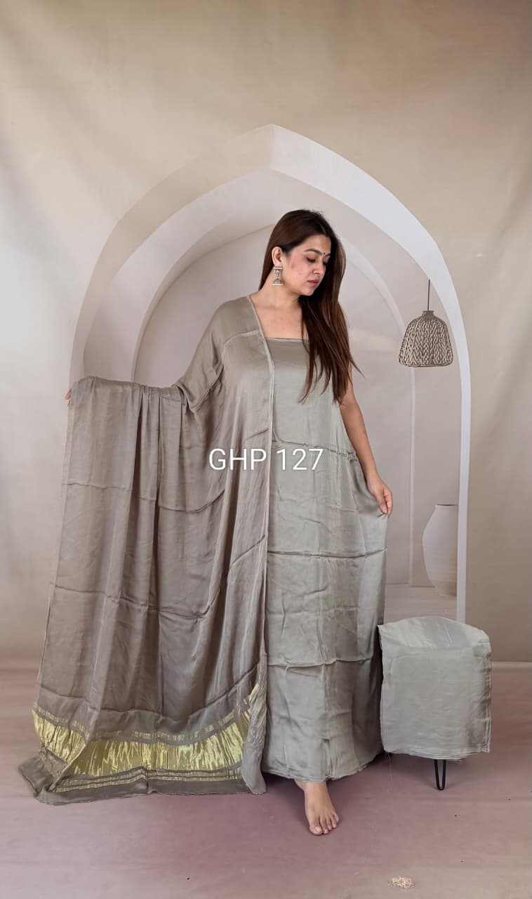Pure Modal Silk Unstitched Suit with Lagdi Patta Dupatta