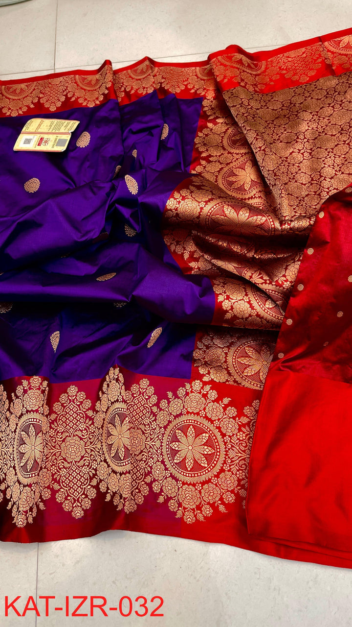 Pure Katan silk Saree with Antique Zari Work Saree.