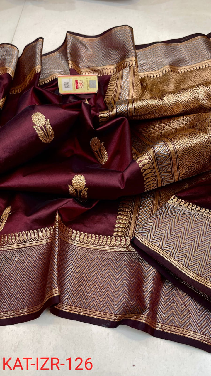 Pure Katan silk Saree with Antique Zari Work Saree.