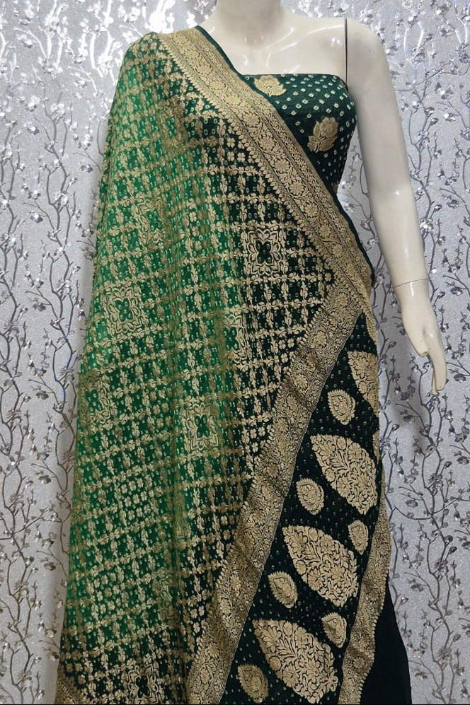 Pure Khaddi Chiffon Neem Zari with Badhni Unstitched Suit With Zari Work.