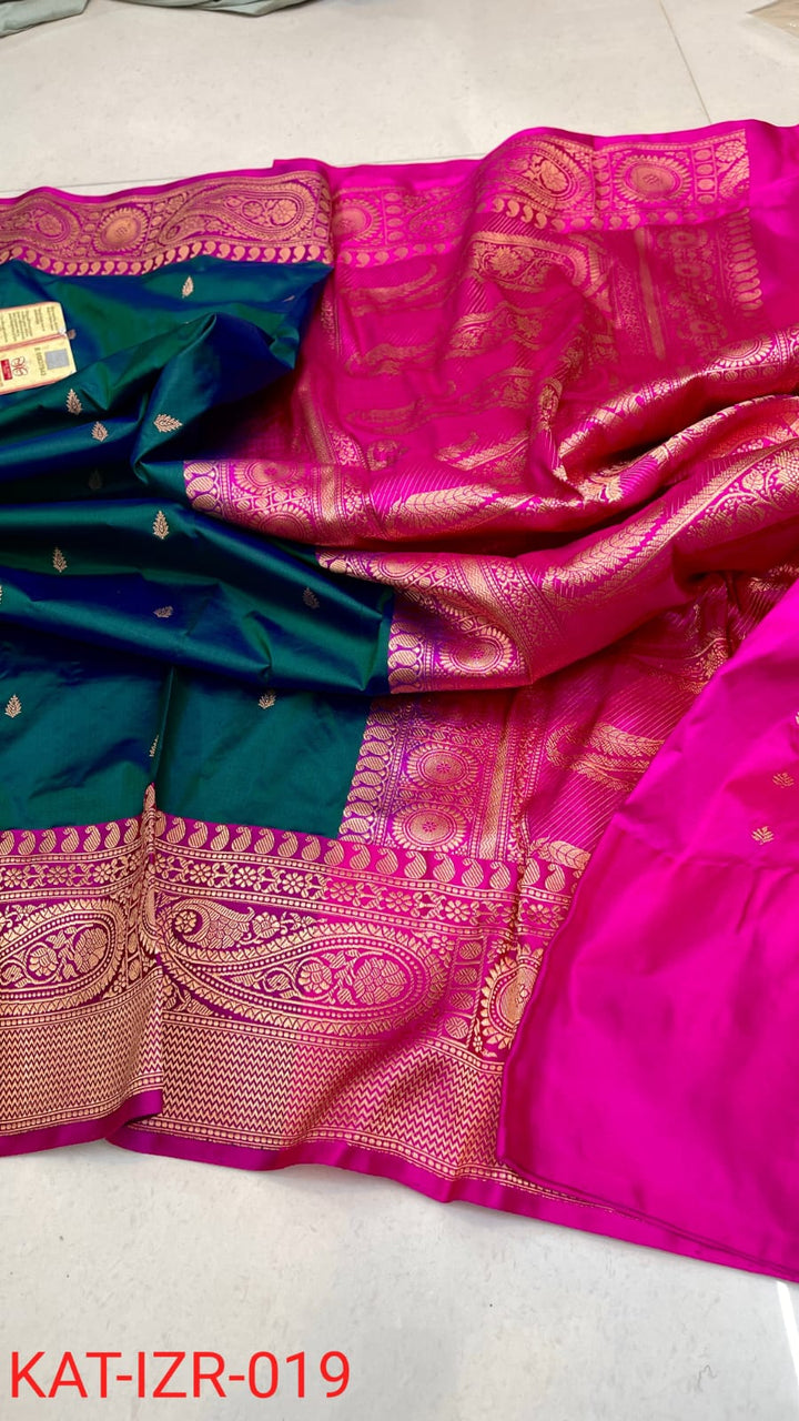 Pure Katan silk Saree with Antique Zari Work Saree.