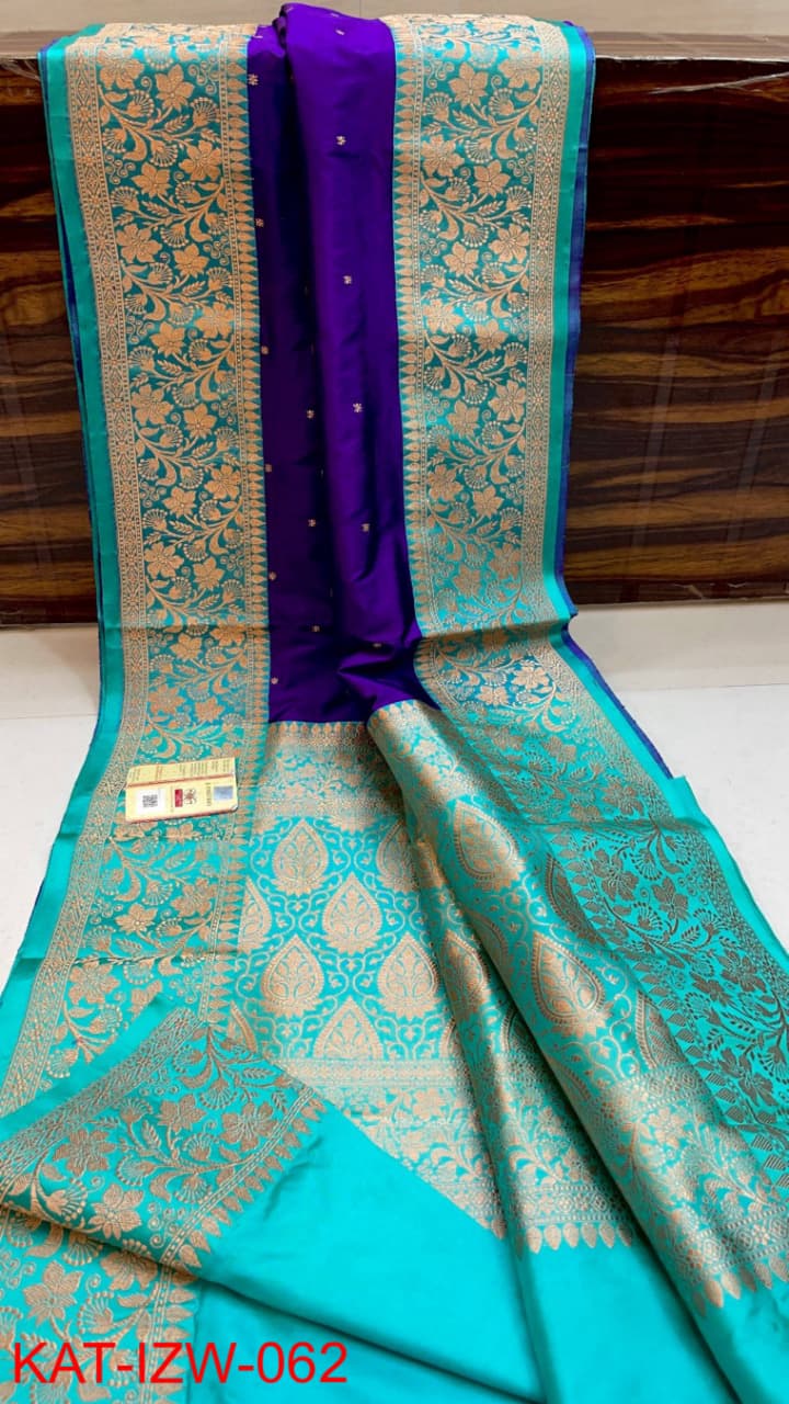 Pure Banarasi Katan Silk Saree With Antique Zari Work .