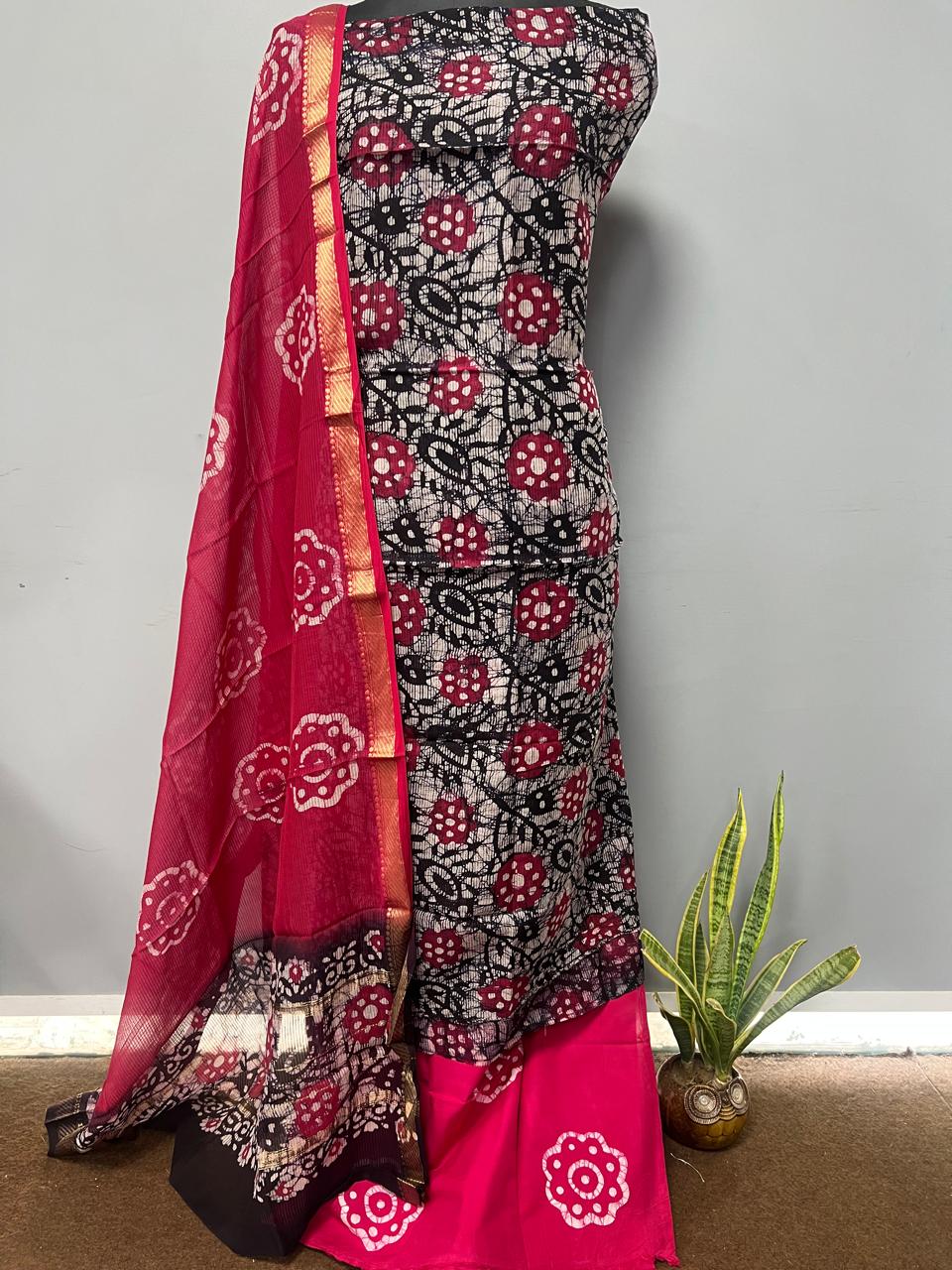 Pure Cotton Hand Block Print Unstitched Suit