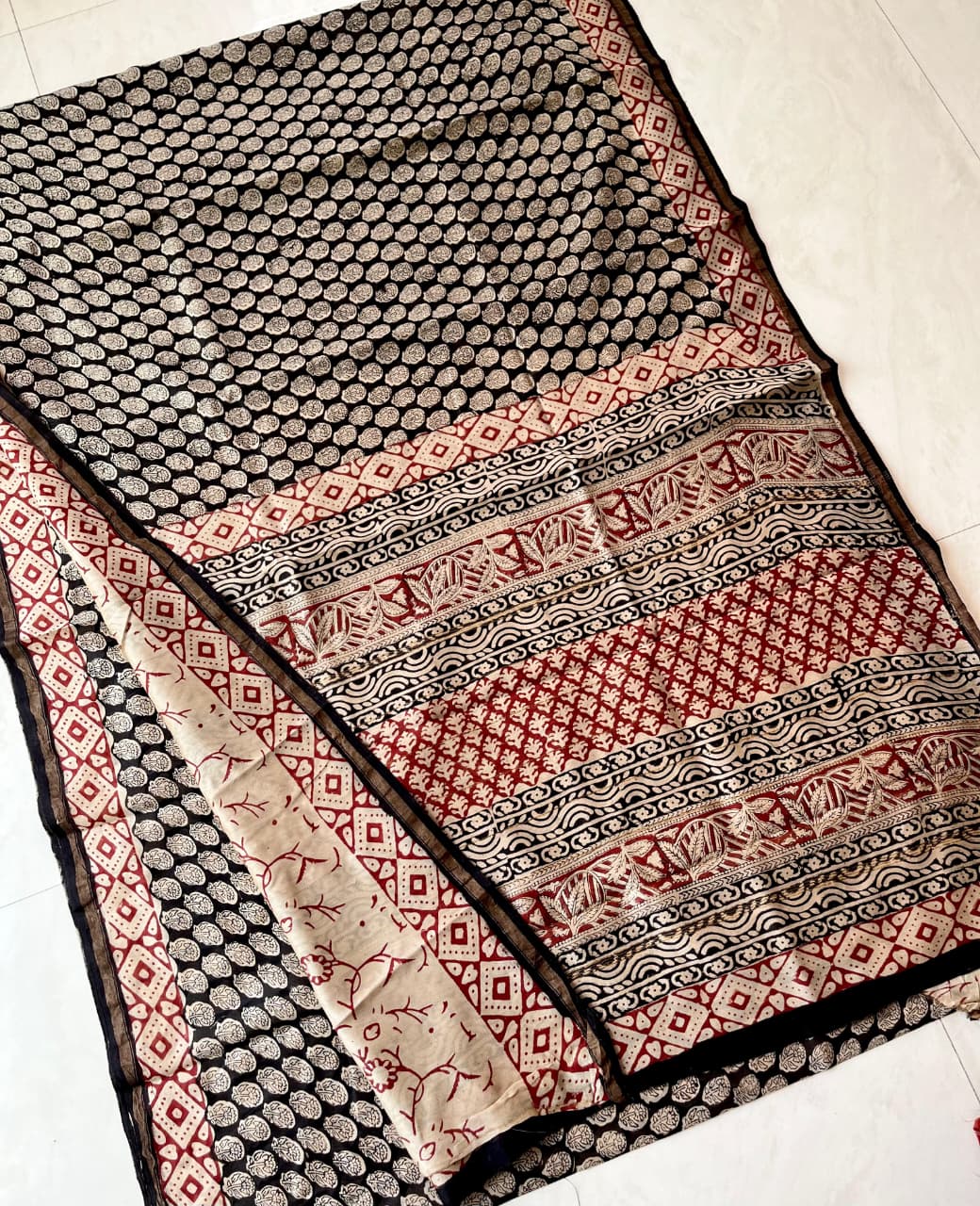 Hand Block Print Pure Chanderi Saree With Blouse
