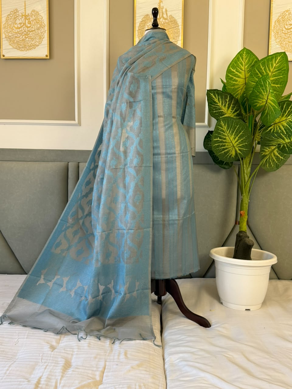 Pure Banarasi  Kota Tissue Dupion Silk Unstitched Suit
