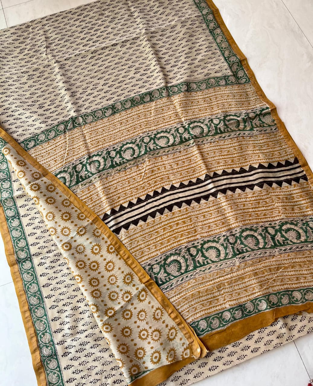 Hand Block Print Pure Chanderi Saree With Blouse